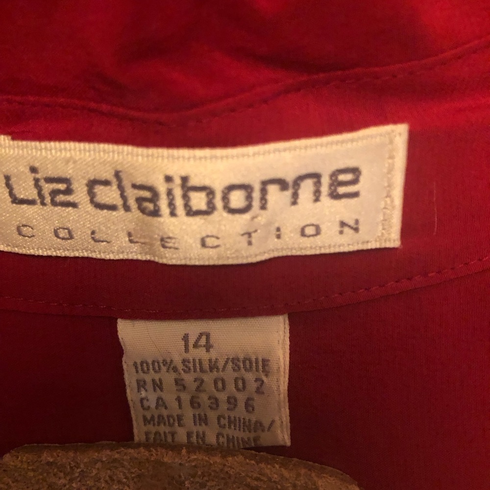 Red Silk Button Down - image 3